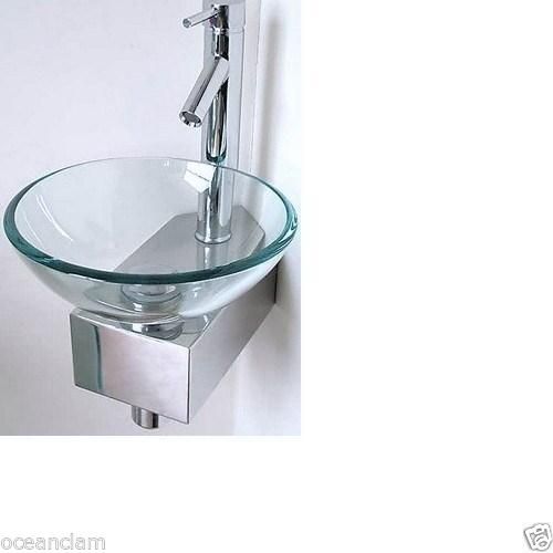 Round Clear Glass Basin Small Corner  metal stand Product No. ZK 331