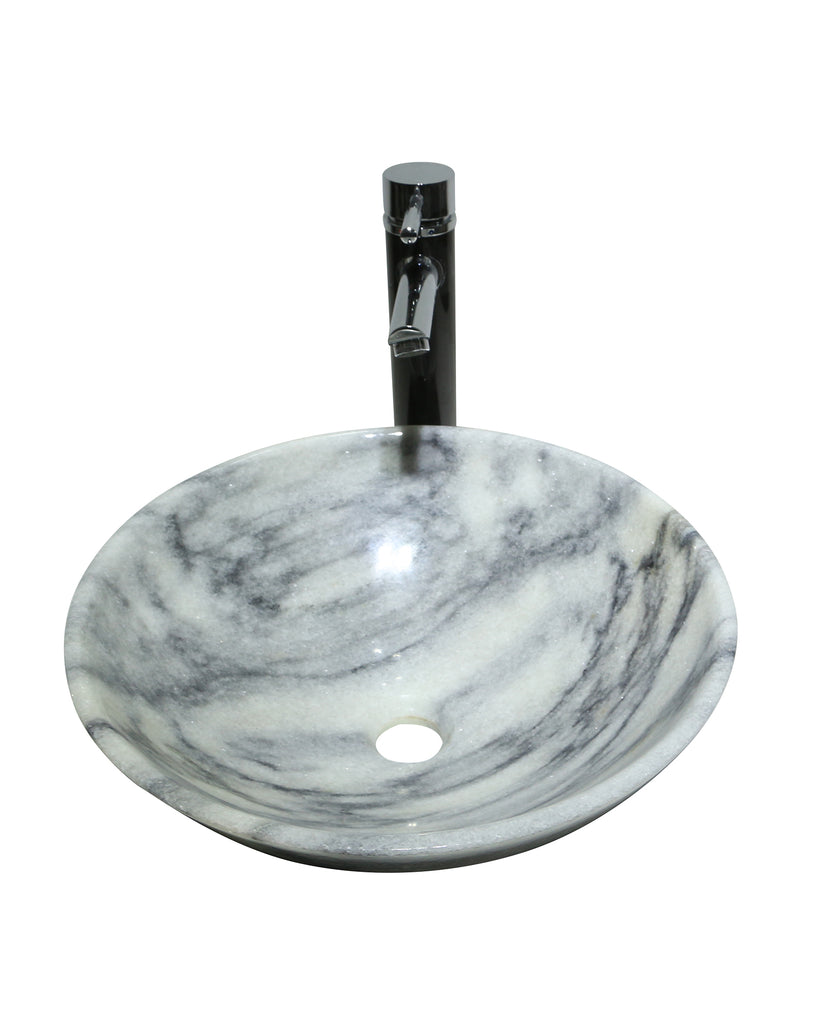 CARRARA White Grey Cloudy Marble STONE Round Basin Sink  Product No. EK6025