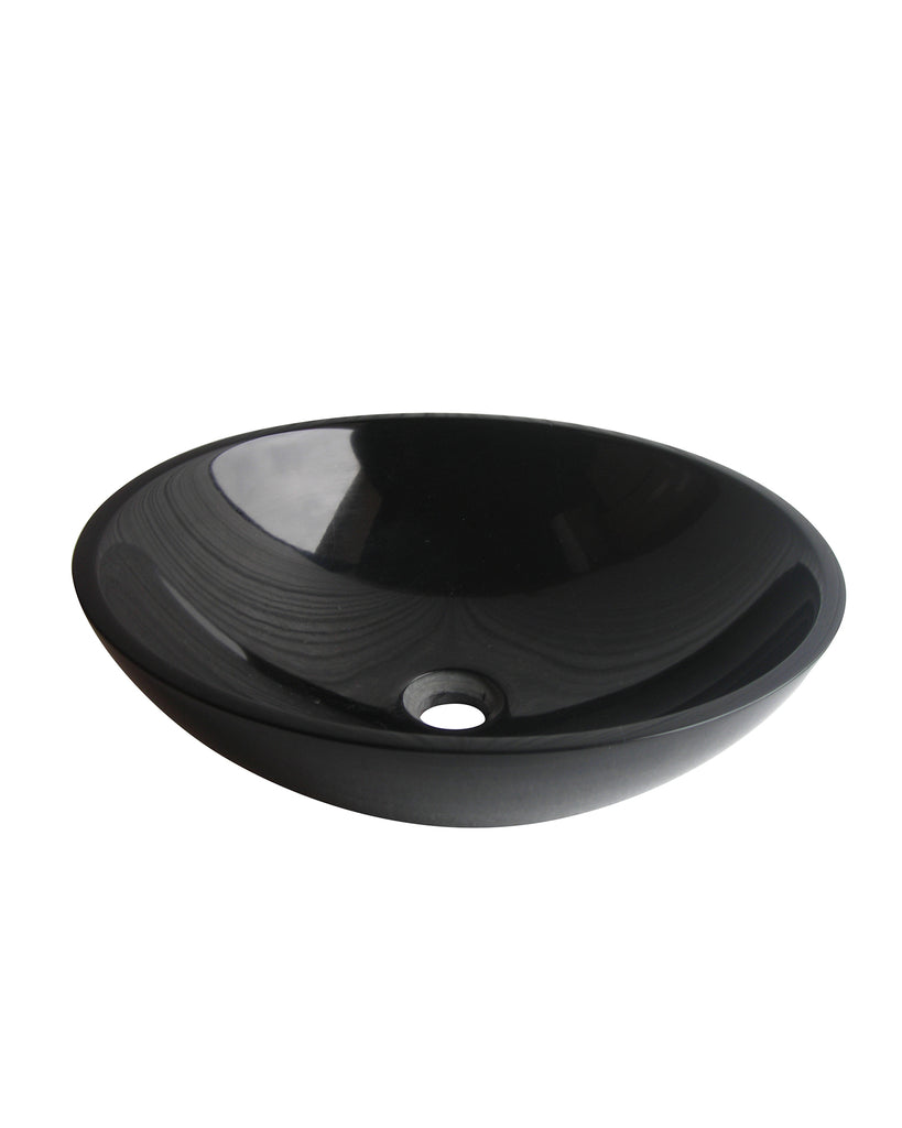 Black Sleek Round Marble Stone Basin Sink  Product No. EK6034