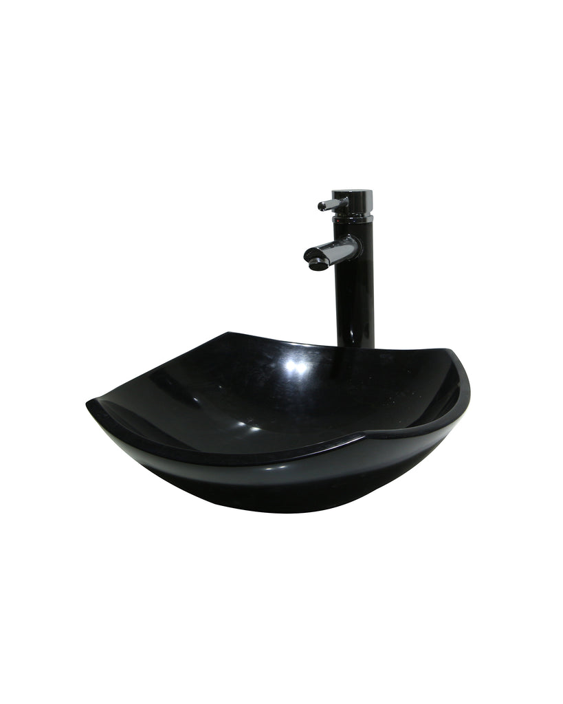 Black Curved Stone Marble Basin Sink  Product No. EK6035