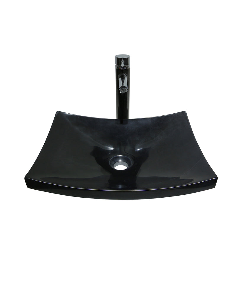 Black Large Curved Rectangular Marble Stone Basin Sink  Product No. EK6039
