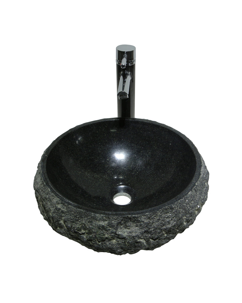 Black Granite Split Face Stone Basin Sink  Product No. EK6059