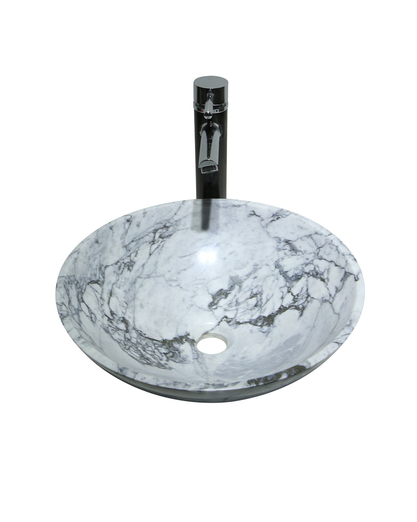 CARRARA Kala White Marble Stone Round Basin Sink  Product No. EK6063