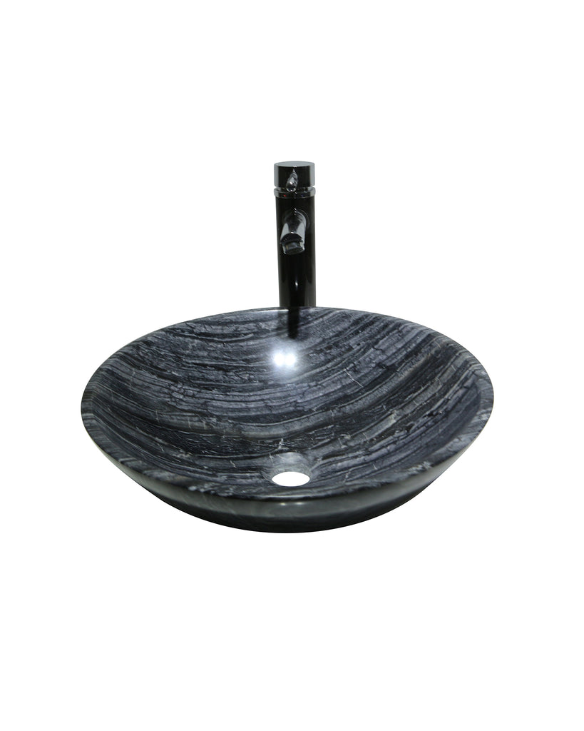 Antique Wood Grey Marble Stone Round Basin Sink Product No. EK6111