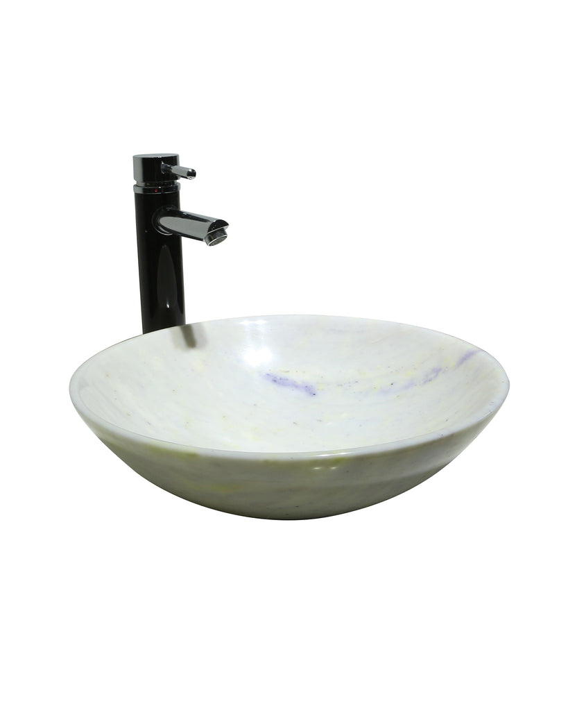 Cloudy White Marble Round Basin Sink  Product No. EK6090