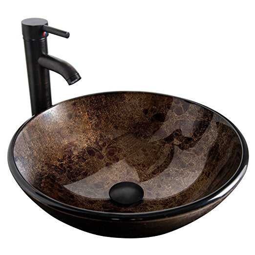LUXURY BROWN BLACK GLASS BASIN SINK WASH BOWL Product No.  ZK752