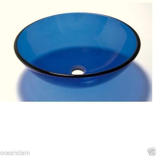 Blue Transparent ROUND GLASS BASIN SINK Product No. ZK 703