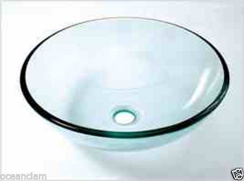 Medium GLASS BASIN BOWL CLEAR BATHROOM CLOAKROOM 380mm ZK 701W