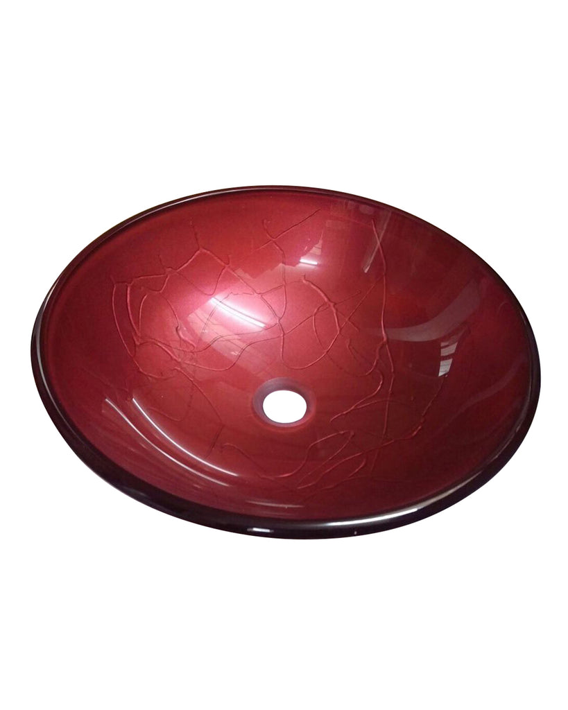 BATHROOM COUNTERTOP RED ROUND GLASS BASIN SINK Product No. ZK 263