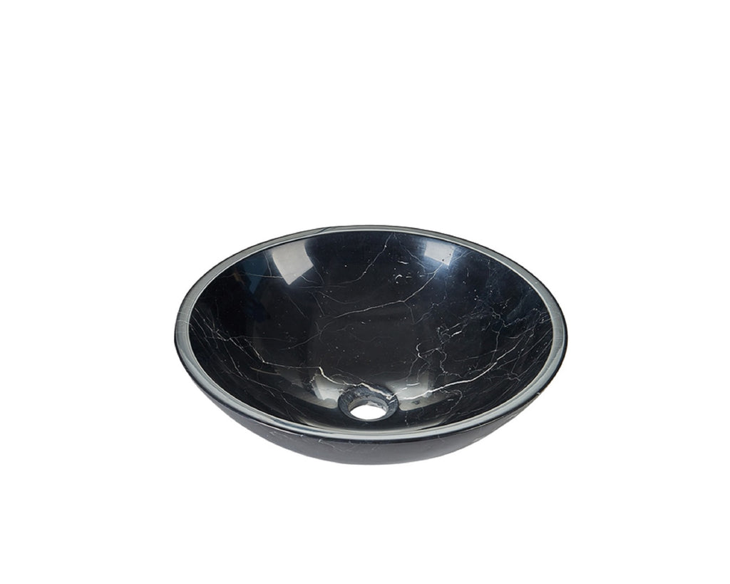 Nero Marquina Black Marble Round Basin Sink  Product No. EK6014