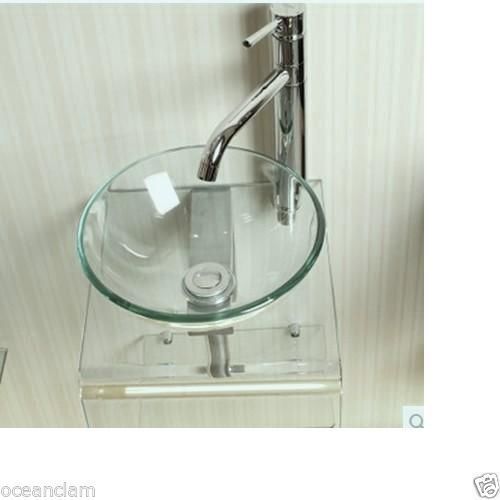 Small clear glass basin, shelf  stand SPACE SAVING 310mm Product No. ZK 313
